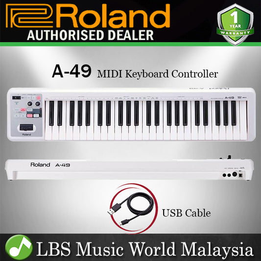 Roland A-49 49 Key USB MIDI Keyboard Controller with Expression Pedal White (A49 A 49)