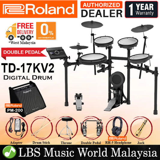 Roland TD-17KV2 Digital V-Drums Electronic V Drum Set Package (TD17KV2 TD-17KV TD17KV 17KV2)