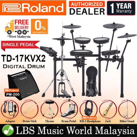 Roland TD-17KVX2 Digital V-Drums Electronic V Drum Set Package (TD17KV2 TD-17KV TD17KV 17KV2)