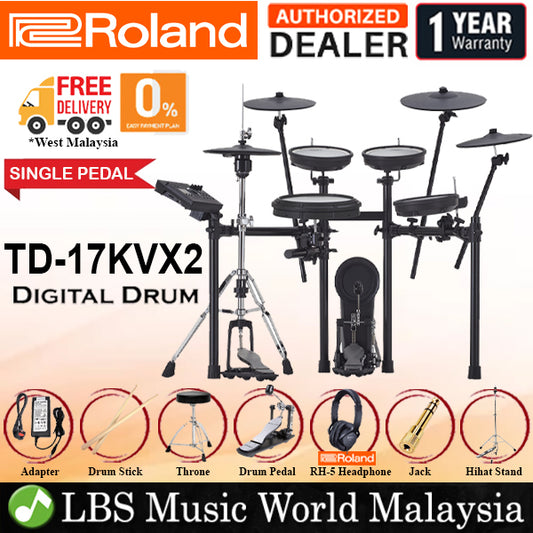 Roland TD-17KVX2 Digital V-Drums Electronic V Drum Package (TD17KV2 TD-17KV TD17KV 17KV2)