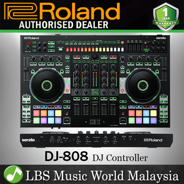 Roland DJ-808 Serato 4 Deck DJ Pro Controller with Drum Machine and Voice Transformer (DJ808 DJ 808)