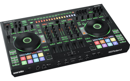 Roland DJ-808 Serato 4 Deck DJ Pro Controller with Drum Machine and Voice Transformer (DJ808 DJ 808)