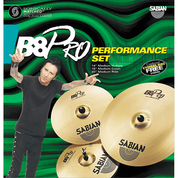 [Clearance] Sabian B8 Pro Performance Set Cymbals with 14" Hihat, 16" Crash and 20" Ride