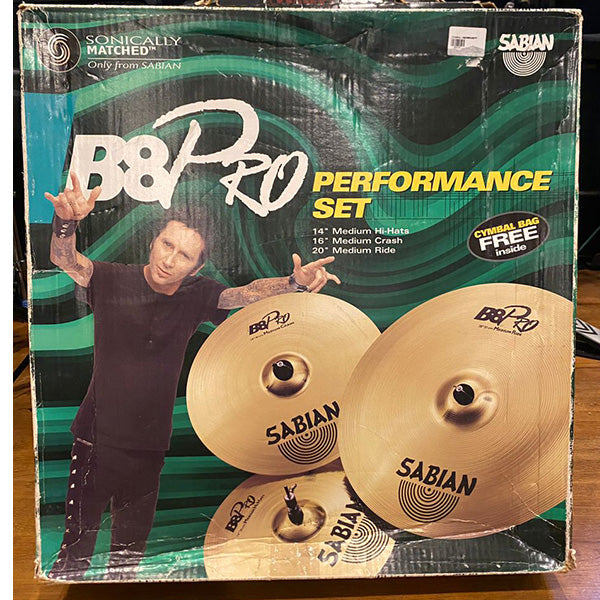[Clearance] Sabian B8 Pro Performance Set Cymbals with 14" Hihat, 16" Crash and 20" Ride