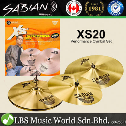 [Clearance] Sabian XS20 Performance Set Cymbals with 14" Hihat, 16" Crash and 20" Ride