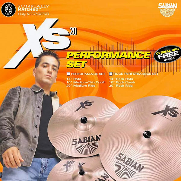 [Clearance] Sabian XS20 Performance Set Cymbals with 14" Hihat, 16" Crash and 20" Ride