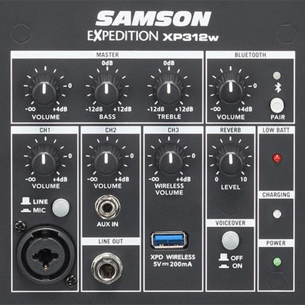 Samson Expedition XP312w 300W Rechargeable Portable PA System with Wireless Microphone and Bluetooth