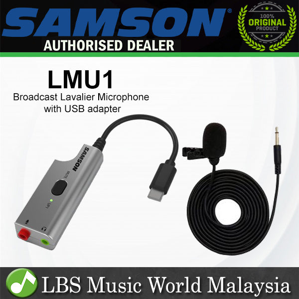 Samson LMU1 Broadcast Lavalier Microphone with USB Audio Mic Adapter