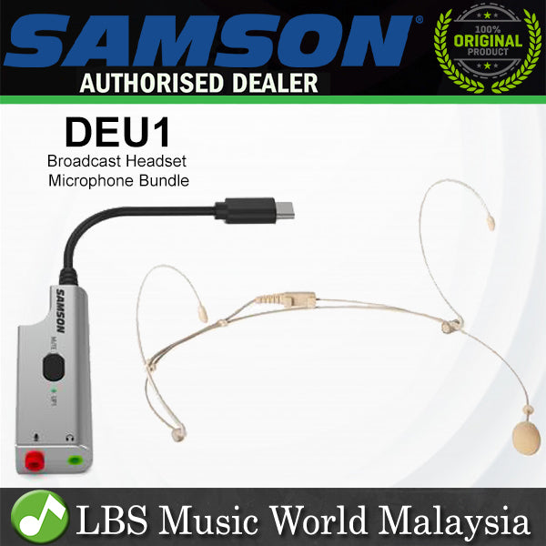 Samson DEU1 Broadcast Headset Microphone with USB Audio Mic Adapter