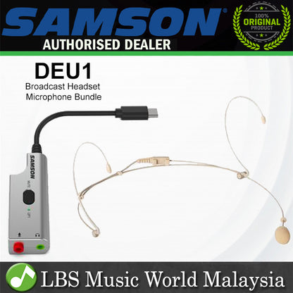 Samson DEU1 Broadcast Headset Microphone with USB Audio Mic Adapter
