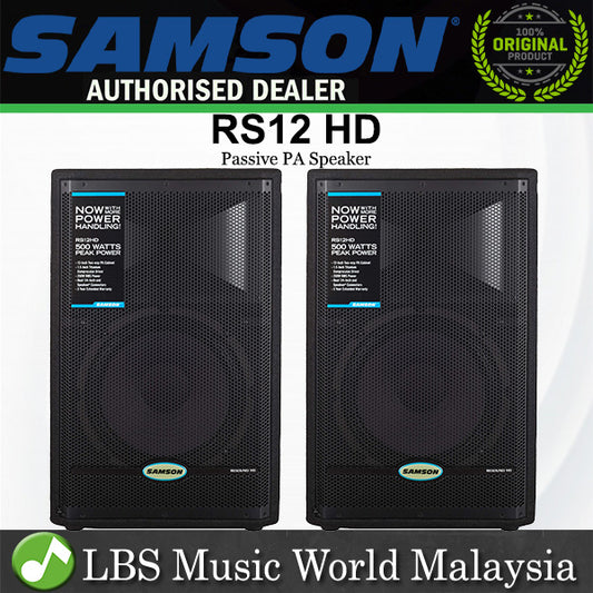 [Discontinued] Samson RS12 HD 500 Watt 12 Inch 2 Way Resound Passive Loud Speaker - Pair (RS 12)