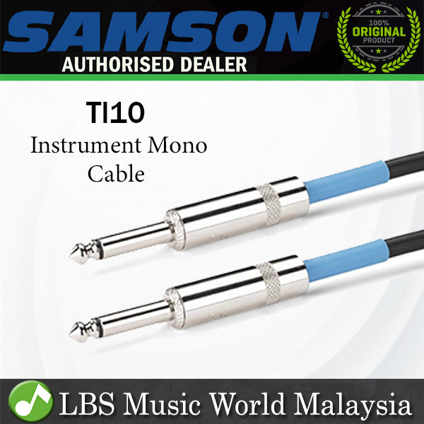 Samson TI10 Tourtek 3 Meter Mono Plug Guitar Keyboard Bass Instrument Cable (TI 10)