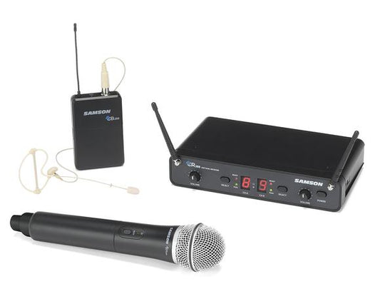 [Discontinued] Samson Concert CR288 Pro Combo Dual-Channel UHF Wireless System with Handheld Microphone and Bodypack Transmitter, Locking SE10T Earset Microphone (CR 288 PRO) *Call for Status Check