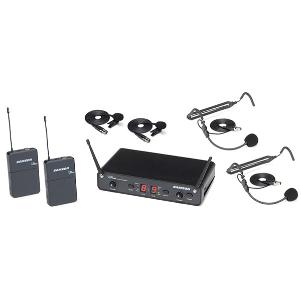 Samson Concert 288 Presentation Dual-Channel UHF Wireless System with 2 Bodypack Transmitters Including LM5 Lavaliers and HS5 Headset Microphones (CR 288)