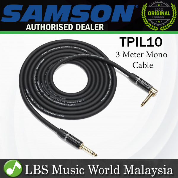 Samson TPIL10 Tourtek Pro TPI Series 3 Meter Mono Plug Guitar Keyboard Bass Instrument Cable (TPIL 10)