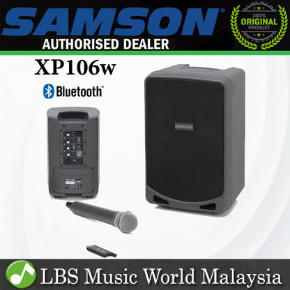 Samson XP106w 4 Channel 6" Woofer Portable PA with Handheld Wireless System and Bluetooth (XP 106w)
