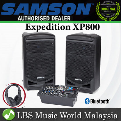 Samson Expedition XP800 8 Channel Mixer 800W 2 Way Speaker Portable PA System with Bluetooth (ExpeditionXP 800)
