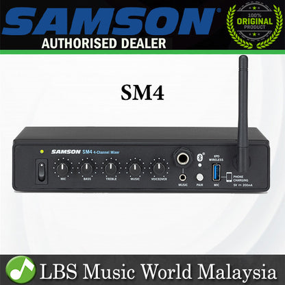 Samson SM4 4 Channel Mixer with Bluetooth Streaming XPD USB Wireless (SM 4) *Call for Status Check
