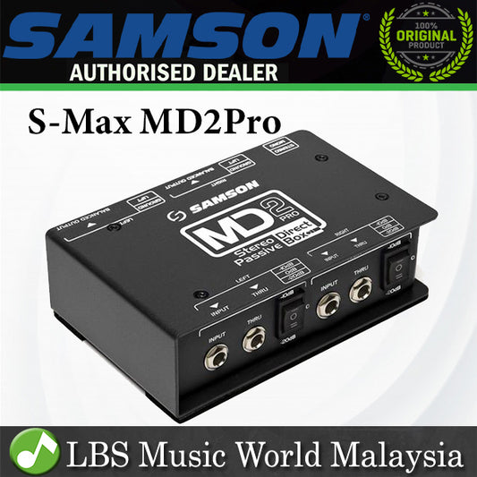 Samson S-Max MD2 Pro 2 Channel Passive Instrument Direct Box DI (SMax S Max MD2) *Call for Status Check