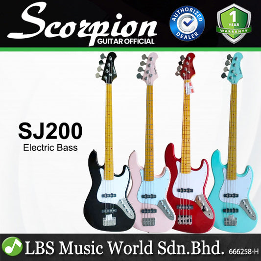 Scorpion SJ200 Bass Deluxe Series 4 Strings Maple Fingerboard Electric Bass Guitar