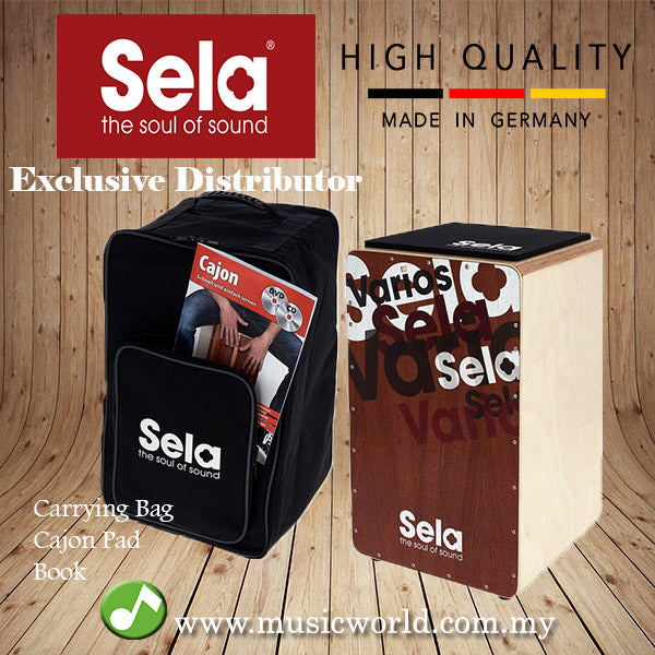 Sela SE 092 Cajon Varios Bundle Standard Cajon Pack with Backpack Sitting and Book (SE092)