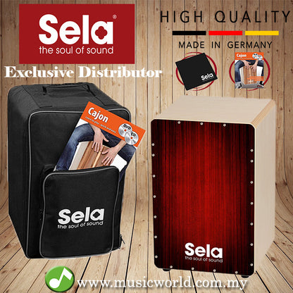 Sela SE 128 Varios Red Cajon Set with Backpack + cajon pad + Book + CD and DVD Box Drum (SE128)