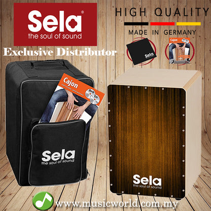 Sela SE 129 Varios Brown Cajon Set with Backpack + cajon pad + Book + CD and DVD Box Drum (SE129)