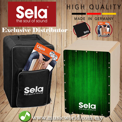 Sela SE 131 Varios Green Cajon Set with Backpack + cajon pad + Book + CD and DVD Box Drum (SE131)