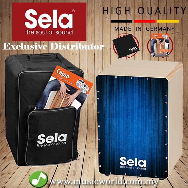 Sela SE 130 Varios Blue Cajon Set with Backpack + cajon pad + Book + CD and DVD Box Drum (SE130)