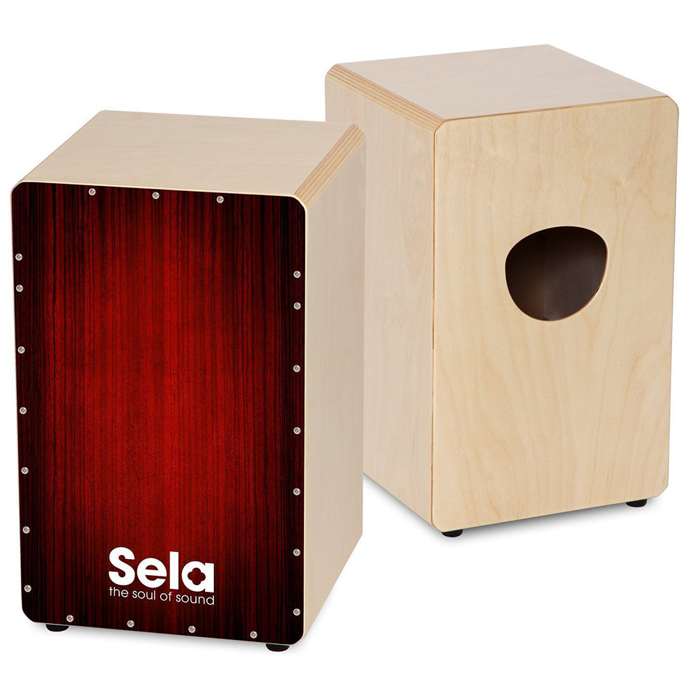 Sela SE 128 Varios Red Cajon Set with Backpack + cajon pad + Book + CD and DVD Box Drum (SE128)
