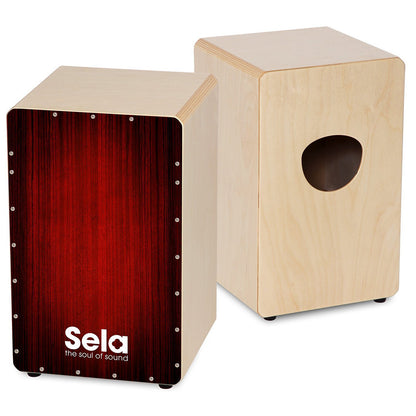Sela SE 128 Varios Red Cajon Set with Backpack + cajon pad + Book + CD and DVD Box Drum (SE128)