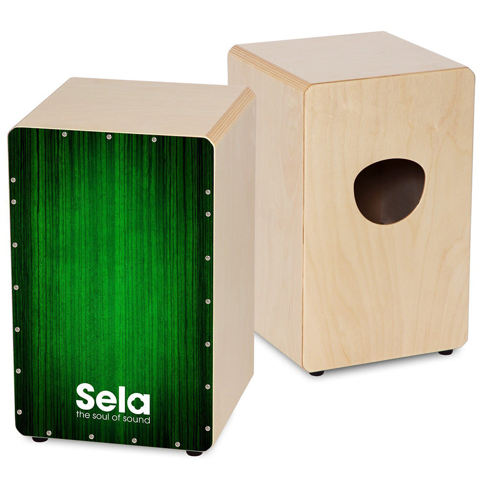 Sela SE 131 Varios Green Cajon Set with Backpack + cajon pad + Book + CD and DVD Box Drum (SE131)