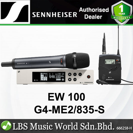 Sennheiser EW 100 G4-ME2/835-S Combo Wireless Handheld and Lavalier Microphone System with Case and Mic Stand