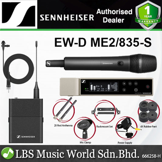 Sennheiser EW-D ME2/835-S SET Digital Wireless Combo Microphone Audio System With Hardcase and Accesories