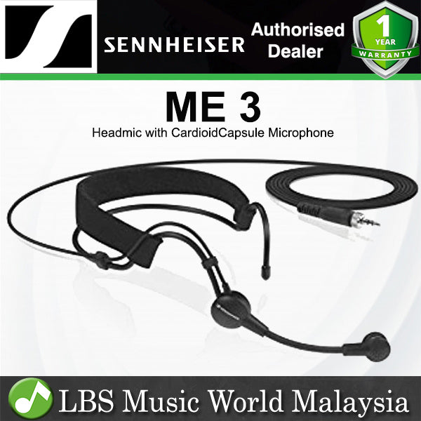 Sennheiser ME 3 Headset Microphone with Cardioid Polar Pattern Mic and Adjustable Headband for Sennheiser Wireless (ME3 ME3 II)