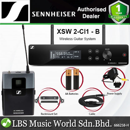 Sennheiser XSW 2-Ci1 Wireless Guitar System with Ci1 Instrument Cable, SK-XSW Bodypack Transmitter and EM-SXW 2 Receiver (XSW2CI1)