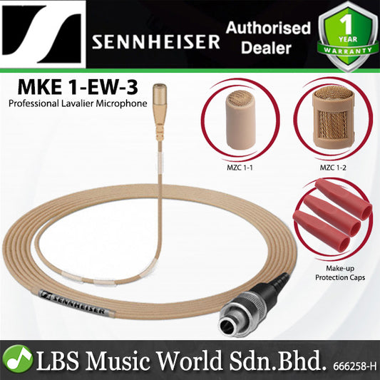 Sennheiser MKE 1-EW-3 Professional Lavalier Microphone for Wireless with Low Ambient Noise - Beige (MKE1 EW3)