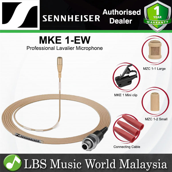 Sennheiser MKE 1-EW Professional Lavalier Microphone for Wireless with Low Ambient Noise - Black (MKE1 EW)