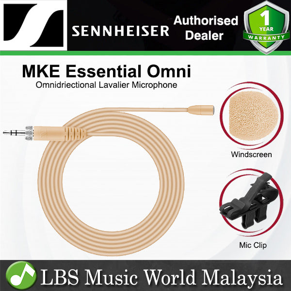 Sennheiser MKE Essential Omnidriectional Lavalier Microphone with 20Hz-20kHz Pickup and Matching 5.25 Inch Cable