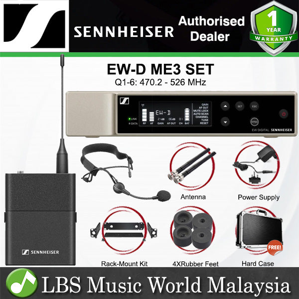 Sennheiser EW-D ME3 SET Digital Wireless Headset Microphone System with Cardioid Headmic with Hardcase (EWDME3)