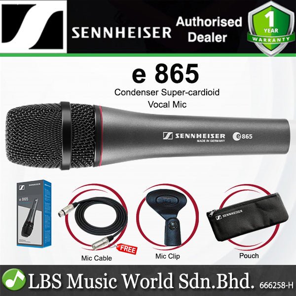 Sennheiser e 865 Electret Super Cardioid Pickup Handheld Condenser Microphone with Mic Cable (e865)