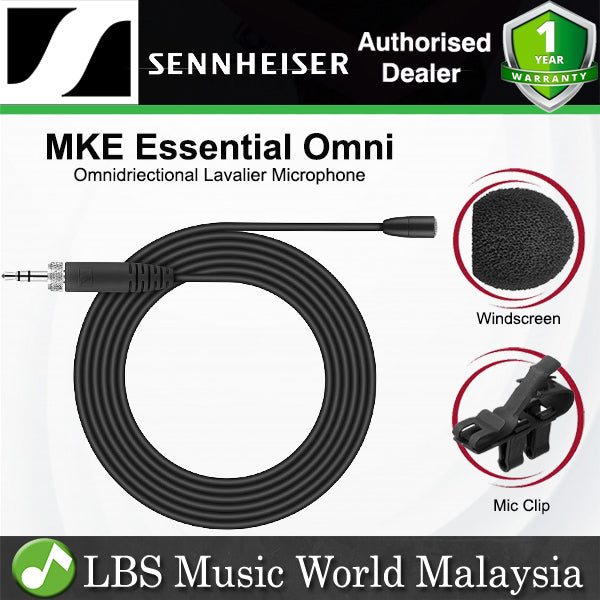 Sennheiser MKE Essential Omnidriectional Lavalier Microphone with 20Hz-20kHz Pickup and Matching 5.25 Inch Cable