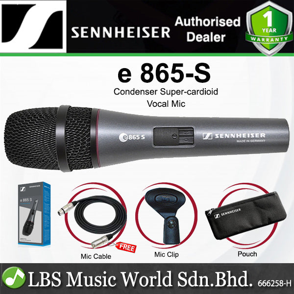 Sennheiser e 865 Electret Super Cardioid Pickup Handheld Condenser Microphone with Mic Cable (e865)