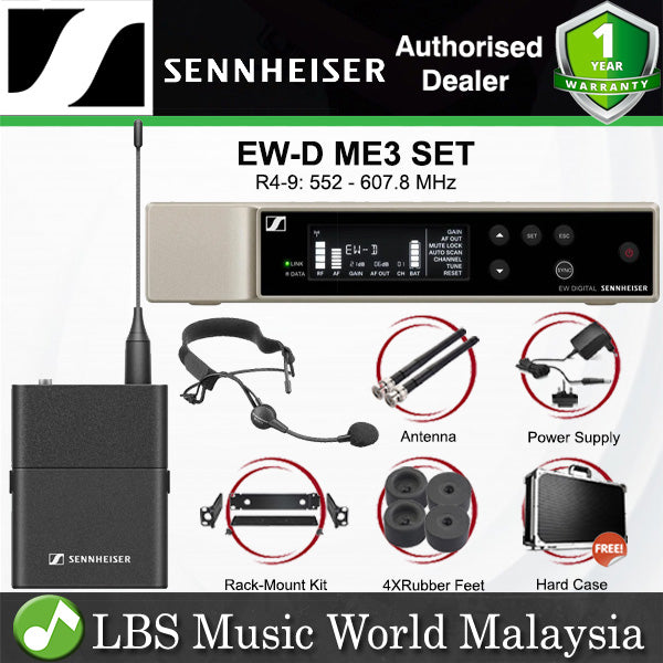 Sennheiser EW-D ME3 SET Digital Wireless Headset Microphone System with Cardioid Headmic with Hardcase (EWDME3)