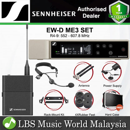 Sennheiser EW-D ME3 SET Digital Wireless Headset Microphone System with Cardioid Headmic with Hardcase (EWDME3)