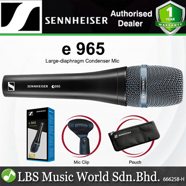 Sennheiser e 965 Large Diaphragm Switchable Pattern Condenser Mic Handheld Vocal Microphone (e965)