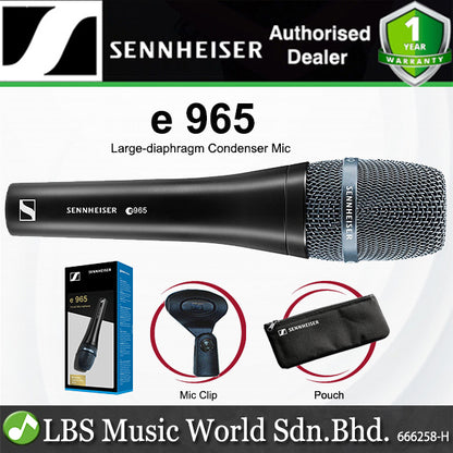 Sennheiser e 965 Large Diaphragm Switchable Pattern Condenser Mic Handheld Vocal Microphone (e965)