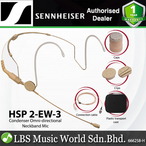 Sennheiser HSP 2-EW-3 Condenser Microphone Omnidirectional Neckband Mic for Wireless - Beige (HSP2 EW 3)