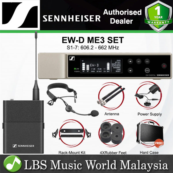 Sennheiser EW-D ME3 SET Digital Wireless Headset Microphone System with Cardioid Headmic with Hardcase (EWDME3)