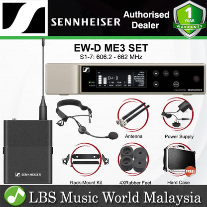 Sennheiser EW-D ME3 SET Digital Wireless Headset Microphone System with Cardioid Headmic with Hardcase (EWDME3)
